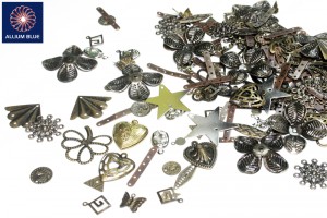 Patterned Flat Finding, Assorted, Plated Base Metal, Mixed Color, Various Sizes