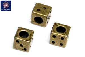 Square Dice Bead, Plated Base Metal, Antique Brass, 9x9x9mm