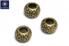 Round Hollow Peace Bead, Plated Base Metal, Antique Brass, 10.1x6.9mm
