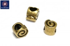 Round Pattern Bead, Plated Base Metal, Antique Brass, 10 x 7mm