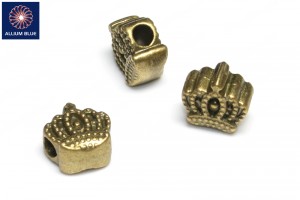 Imperial Crown Bead, Plated Base Metal, Antique Brass, 13x12x7mm