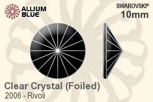 Swarovski Rivoli Flat Back No-Hotfix (2006) 10mm - Clear Crystal With Platinum Foiling
