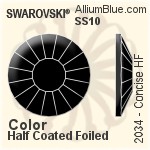 Swarovski Concise Flat Back Hotfix (2034) SS10 - Color With Silver Foiling