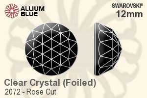 施華洛世奇 玫瑰式切割 平底石 (2072) 12mm - 透明白色 白金水銀底