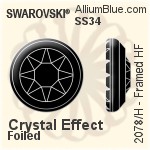 スワロフスキー Framed ラインストーン ホットフィックス (2078/H) SS34 - クリスタル エフェクト 裏面シルバーフォイル