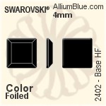 スワロフスキー Base ラインストーン ホットフィックス (2402) 4mm - カラー 裏面アルミニウムフォイル