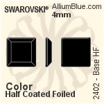 Swarovski Base Flat Back Hotfix (2402) 4mm - Color (Half Coated) With Aluminum Foiling