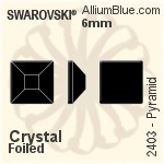 Swarovski Pyramid Flat Back No-Hotfix (2403) 4mm - Crystal Effect With Platinum Foiling