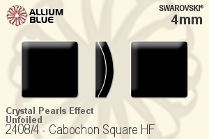 スワロフスキー カボション Square ラインストーン ホットフィックス (2408/4) 4mm - クリスタルパールエフェクト 裏面にホイル無し