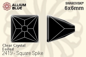 Swarovski Square Spike Flat Back No-Hotfix (2419) 6x6mm - Clear Crystal With Platinum Foiling