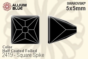 施華洛世奇 正方形 Spike 平底石 (2419) 5x5mm - 顏色（半塗層） 白金水銀底