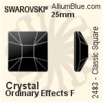 施华洛世奇 经典正方形 平底石 (2483) 25mm - 白色（半涂层） 无水银底