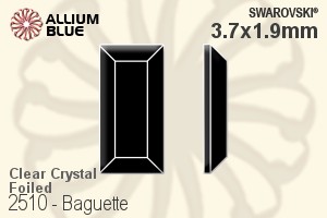 Swarovski Baguette Flat Back No-Hotfix (2510) 3.7x1.9mm - Clear Crystal With Platinum Foiling