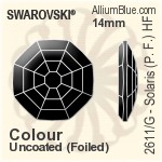 スワロフスキー Solaris (Partly Frosted) ラインストーン ホットフィックス (2611/G) 14mm - クリスタル 裏面アルミニウムフォイル