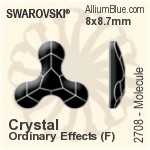 施華洛世奇 分子狀 平底石 (2708) 8x8.7mm - 白色（半塗層） 白金水銀底