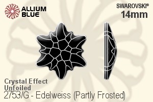 Swarovski Edelweiss (Partly Frosted) Flat Back No-Hotfix (2753/G) 14mm - Crystal Effect With Gold Plated Part Unfoiled