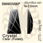 施华洛世奇 羽翼 熨底平底石 (2770) 6x3.5mm - 白色（半涂层） 铝质水银底