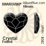 Swarovski Heart Flat Back No-Hotfix (2808) 10mm - Clear Crystal With Platinum Foiling