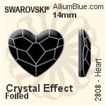スワロフスキー Heart ラインストーン (2808) 3.6mm - カラー 裏面プラチナフォイル
