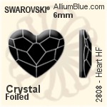 施華洛世奇 心形 熨底平底石 (2808) 6mm - 白色（半塗層） 鋁質水銀底