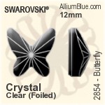 Swarovski Butterfly Flat Back No-Hotfix (2854) 12mm - Clear Crystal With Platinum Foiling