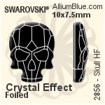 スワロフスキー Skull ラインストーン ホットフィックス (2856) 14x10.5mm - クリスタル エフェクト 裏面アルミニウムフォイル