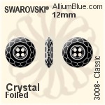 スワロフスキー Classic ボタン (3008) 12mm - クリスタル エフェクト 裏面プラチナフォイル