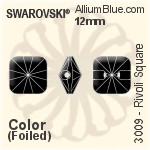 Swarovski Rivoli Square Button (3009) 12mm - Crystal Effect With Platinum Foiling