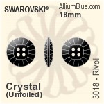 Swarovski Rivoli Button (3018) 18mm - Clear Crystal With Platinum Foiling