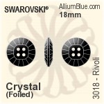 Swarovski Rivoli Button (3018) 18mm - Clear Crystal With Platinum Foiling