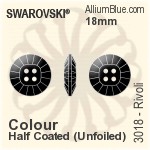Swarovski Rivoli Button (3018) 14mm - Color (Half Coated) Unfoiled