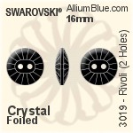スワロフスキー リボリ (2 Holes) ボタン (3019) 16mm - クリスタル 裏面プラチナフォイル