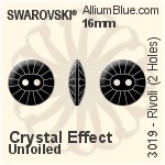 Swarovski Rivoli (2 Holes) Button (3019) 16mm - Crystal Effect Unfoiled