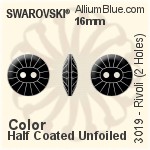Swarovski Rivoli (2 Holes) Button (3019) 16mm - Color (Half Coated) Unfoiled