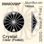Swarovski Rivoli (Partly Frosted) Sew-on Stone (3200/G) 14mm - Crystal Effect With Platinum Foiling