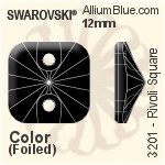 施華洛世奇 衛星 正方形 手縫石 (3201) 14mm - 白色（半塗層） 白金水銀底