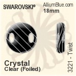 Swarovski Twist Sew-on Stone (3221) 18mm - Clear Crystal With Platinum Foiling