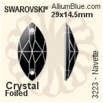 施華洛世奇 馬眼形 手縫石 (3223) 18x9mm - 透明白色 白金水銀底