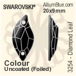 スワロフスキー Diamond Leaf ソーオンストーン (3254) 20x9mm - カラー（コーティングなし） プラチナフォイル
