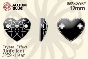 Swarovski Heart Sew-on Stone (3259) 12mm - Crystal Effect Unfoiled