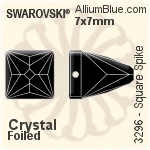 施華洛世奇 正方形 Spike 手縫石 (3296) 10x10mm - 透明白色 白金水銀底