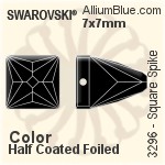 施華洛世奇 正方形 Spike 手縫石 (3296) 7x7mm - 白色（半塗層） 白金水銀底