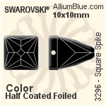 施華洛世奇 正方形 Spike 手縫石 (3296) 10x10mm - 透明白色 白金水銀底