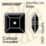 施华洛世奇 正方形 手缝石 (3400) 8mm - 透明白色 白金水银底