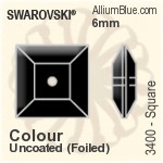 施華洛世奇 正方形 手縫石 (3400) 8mm - 透明白色 白金水銀底