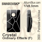 スワロフスキー Pendular Lochrose ソーオンストーン (3500) 17x9.5mm - クリスタル （オーディナリー　エフェクト） プラチナフォイル
