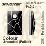 Swarovski Pendular Lochrose Sew-on Stone (3500) 17x9.5mm - Colour (Uncoated) With Platinum Foiling
