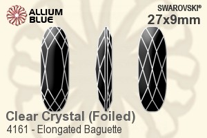 Swarovski Elongated Baguette Fancy Stone (4161) 27x9mm - Clear Crystal With Platinum Foiling