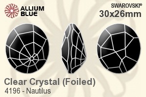 Swarovski Nautilus Fancy Stone (4196) 30x26mm - Clear Crystal With Platinum Foiling