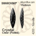 Swarovski Navette Fancy Stone (4200) 15x4mm - Clear Crystal With Platinum Foiling